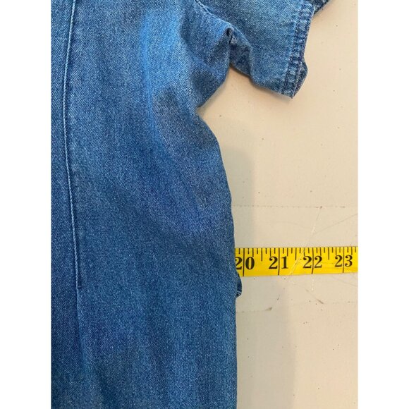 Robbie Bee Denim Button-Down Dress Short Sleeve 100% Cotton Blue Size 14 - Picture 9 of 12